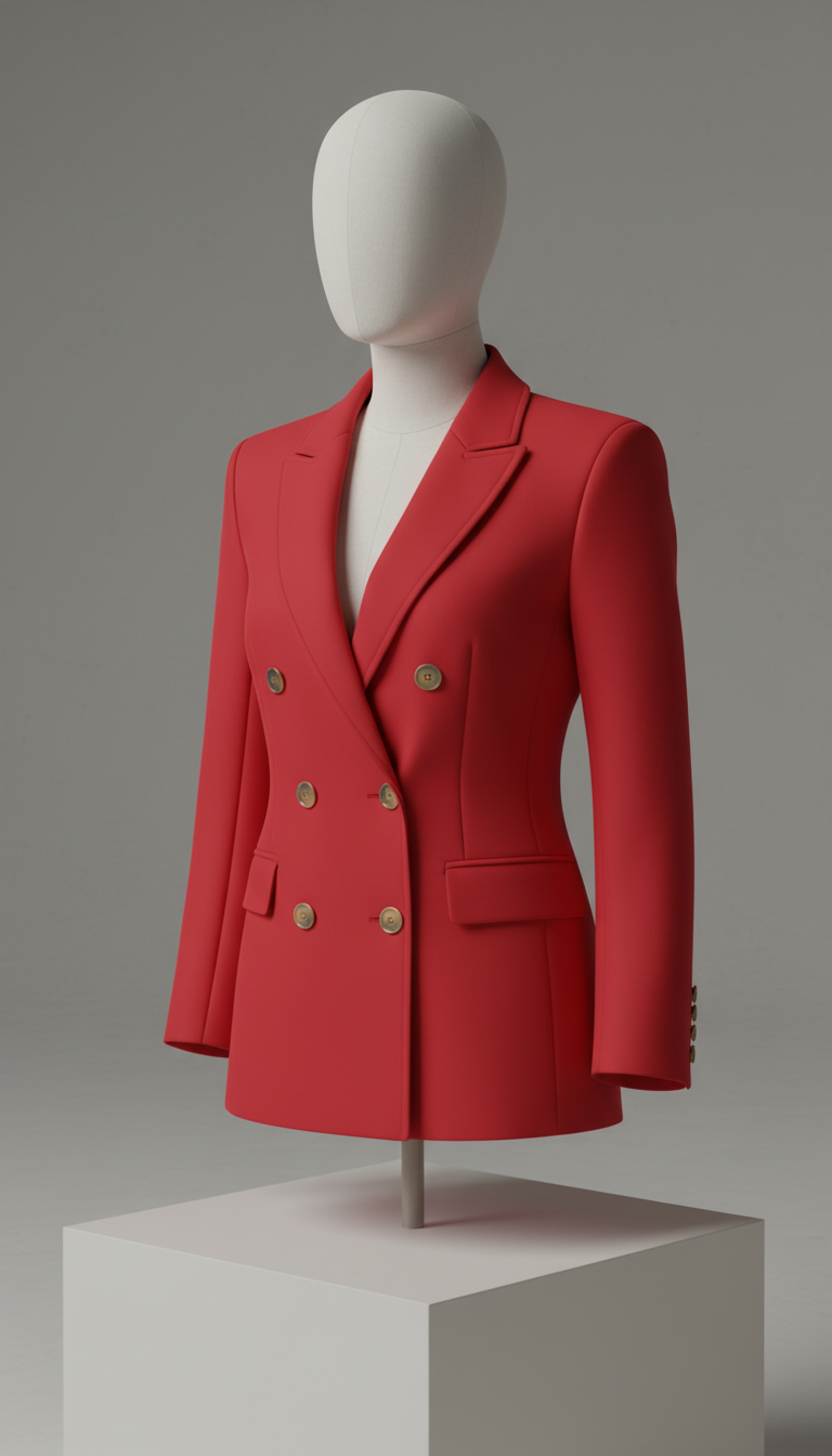 Red Double-Breasted Power Blazer