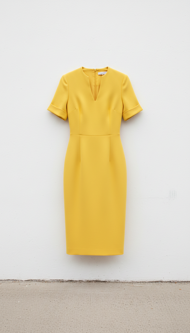 Signal Yellow Tailored Midi Dress