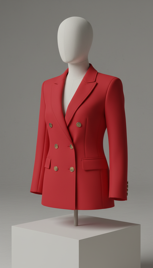 Red Double-Breasted Power Blazer