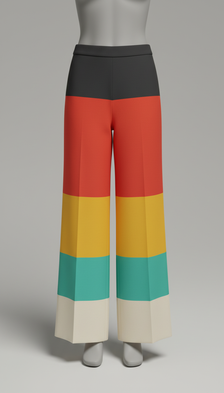 Color-Blocked Wide-Leg Trousers
