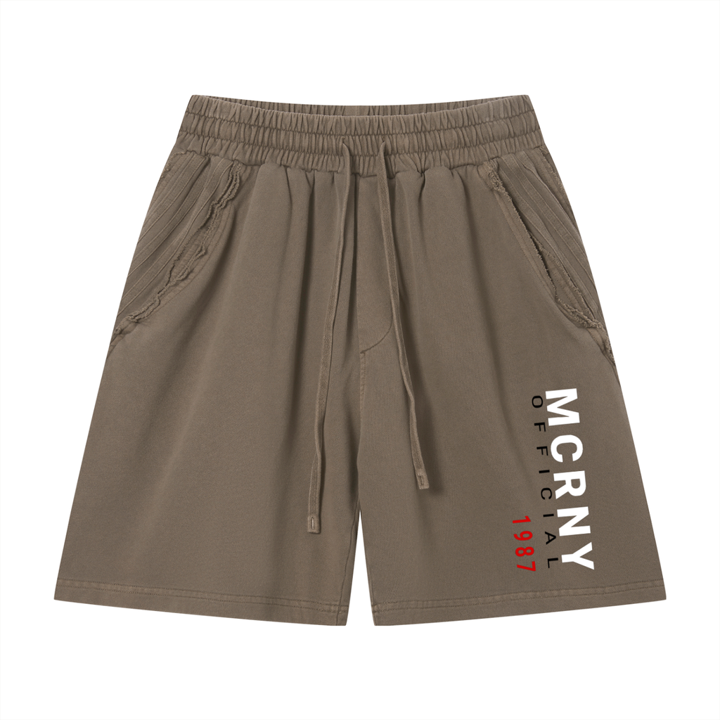 Unisex Vintage Wash Raw Edge Shorts