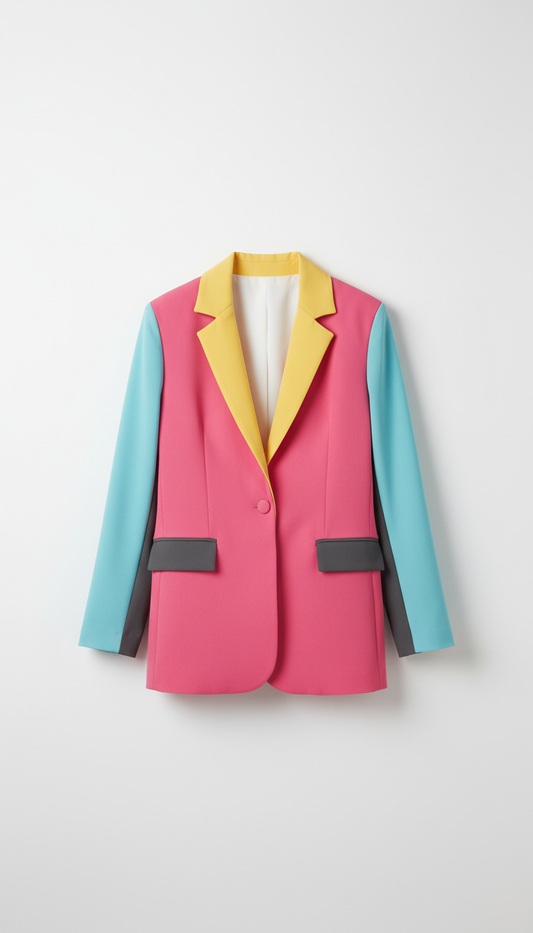 Pop Pink Color-Block Blazer