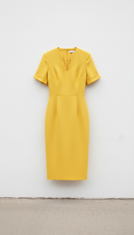 Signal Yellow Tailored Midi Dress