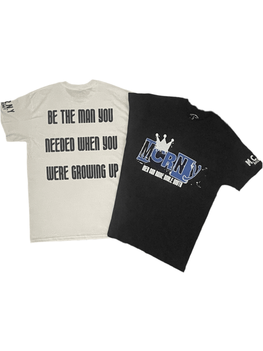 M.C.R.N.Y “Be the Man” Tee – Black & White Edition - MACKARONEYS - TENDARONEYS MR &TR INC